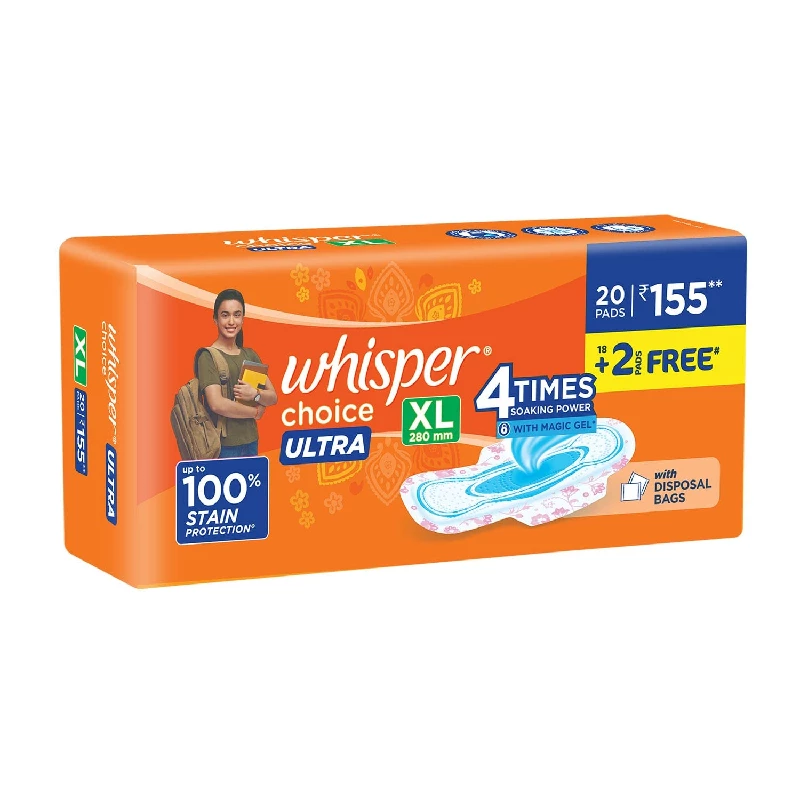 Whisper Choice Ultra XL Sanitary Pads, 20 Pads-2.webp